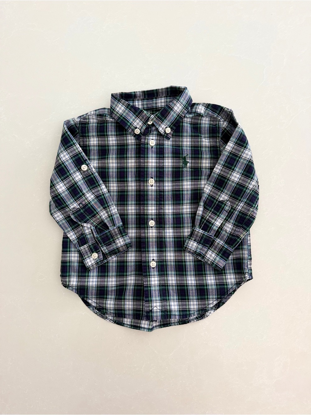 Ralph Lauren Plaid Button-Down Shirt • Size 12M